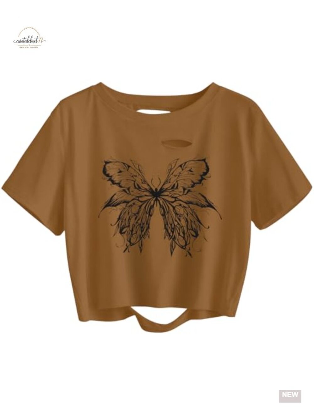 Women's Crop Tee Ripped Short Sleeve Crew Neck Casual Summer Shirt